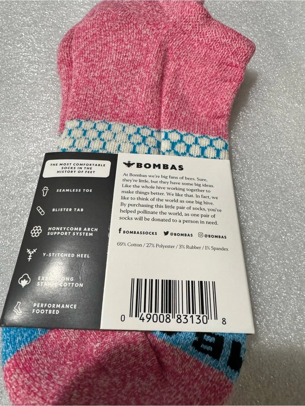 Bombas Pink & Blue Ankle Large Socks (3 Pack) NWT